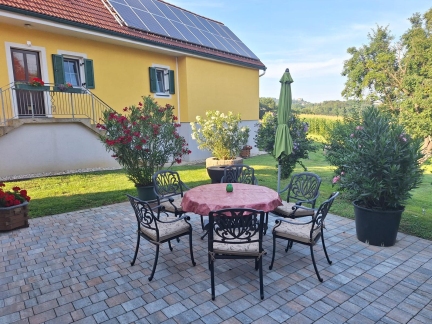 Terrasse mit Blick ins Vulkanland